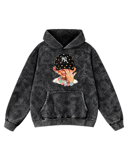 Bling Theory Acid Washed Hoodie