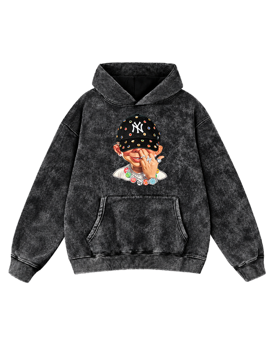 Bling Theory Acid Washed Hoodie