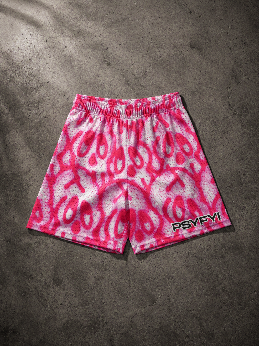 Pink Skull Mesh Shorts
