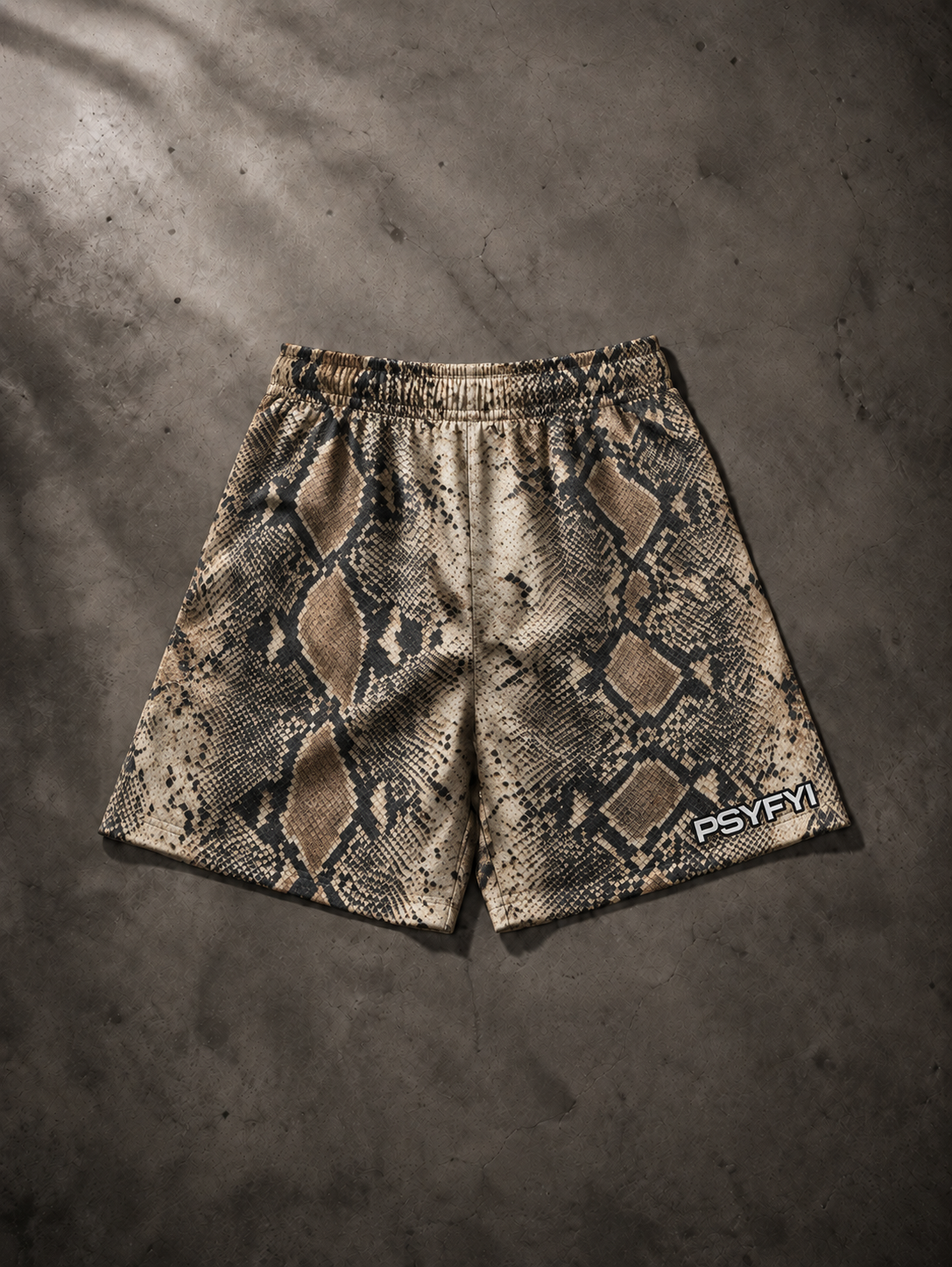 Snake Print Mesh Shorts